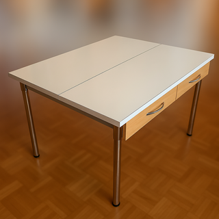 Mesa de cocina extensible, con 2 cajones