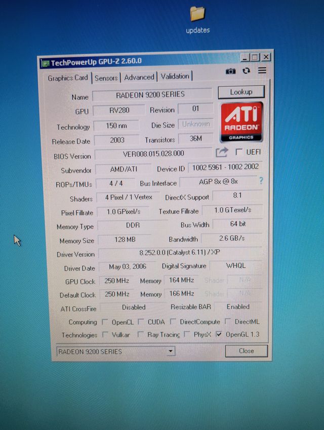 Tarjeta gráfica ATi Radeon 9200 Series 128 MB AGP