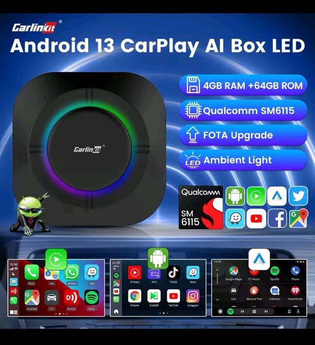 CarlinKit Android 13 CarPlay Box LED