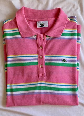 Polo Lacoste rayas rosa talla L