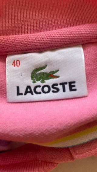 Polo Lacoste rayas rosa talla L