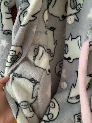 Batín Niña Pingüinos Gris Rosa