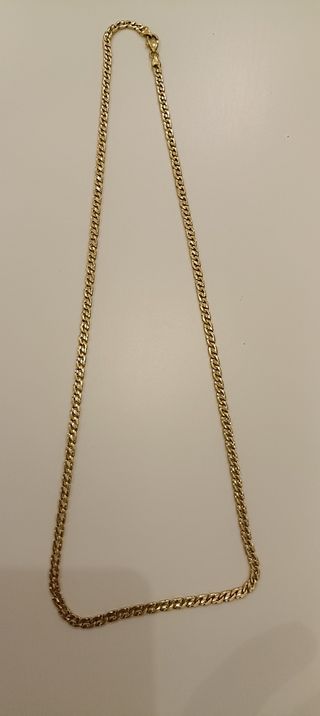 Cadena oro 18k - 2 tonos eslabones curb maciza