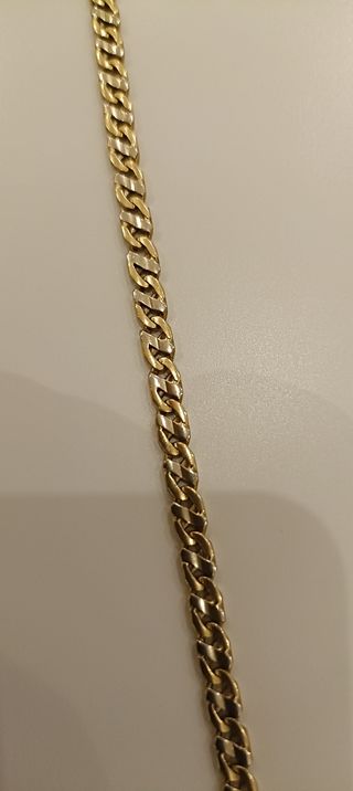 Cadena oro 18k - 2 tonos eslabones curb maciza