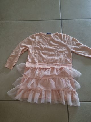 Vestito bimba maglia tulle rosa