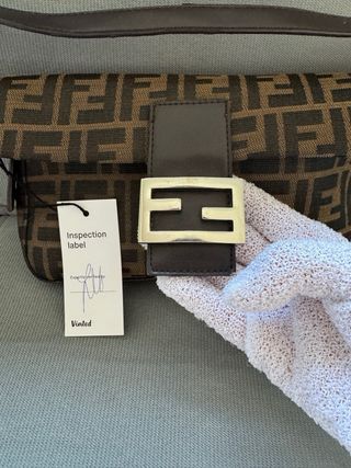 Bolso baguette Fendi Zucca marrón