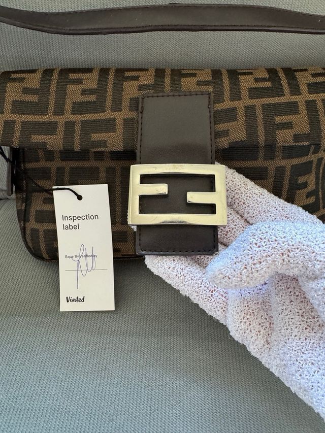 Borsa baguette marrone Fendi Zucca