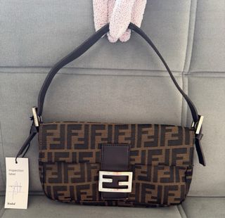 Bolso baguette Fendi Zucca marrón