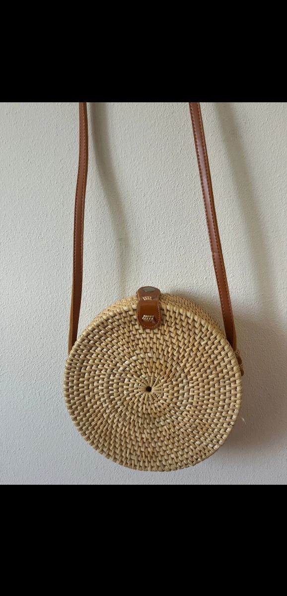 Borsa a spalla rotonda in paglia