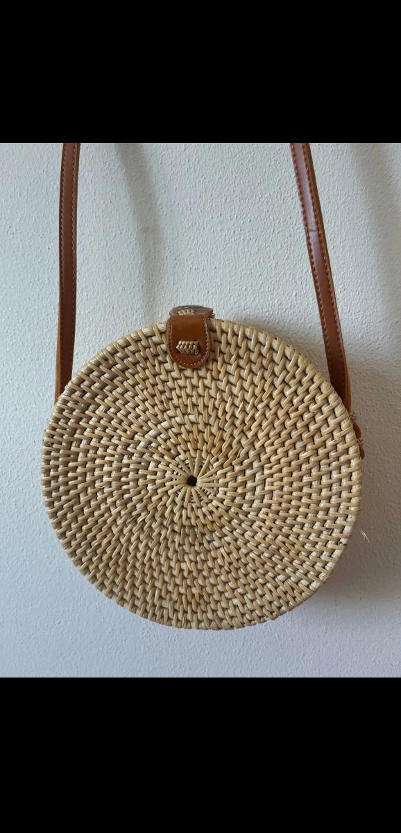 Borsa a spalla rotonda in paglia