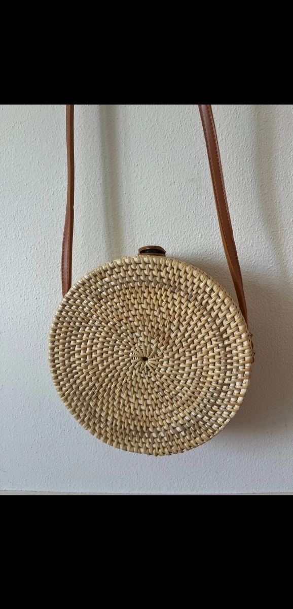 Borsa a spalla rotonda in paglia