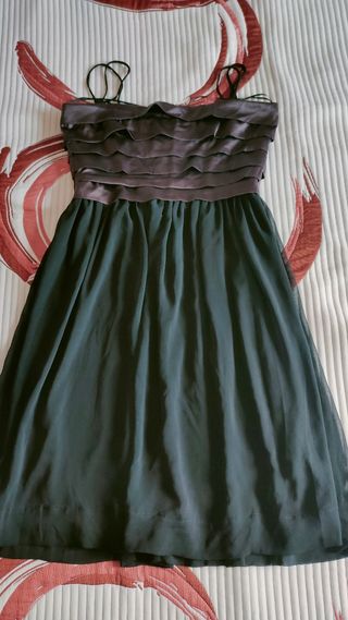 Vestido Zara fiesta negro-marrón
