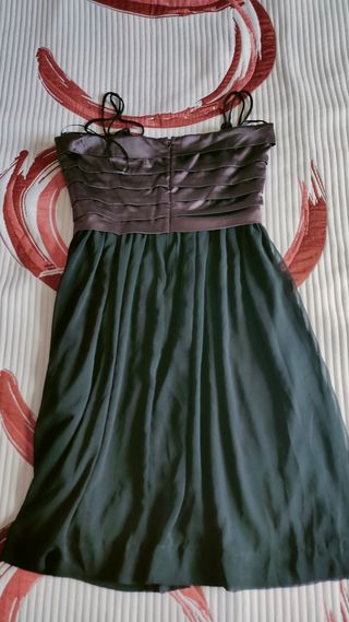 Vestido Zara fiesta negro-marrón