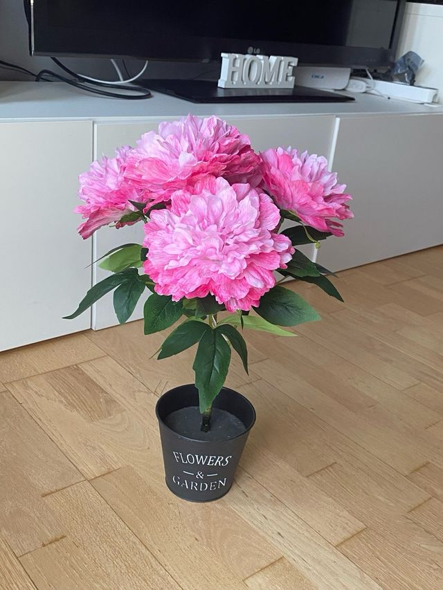 Planta artificial flores rosa