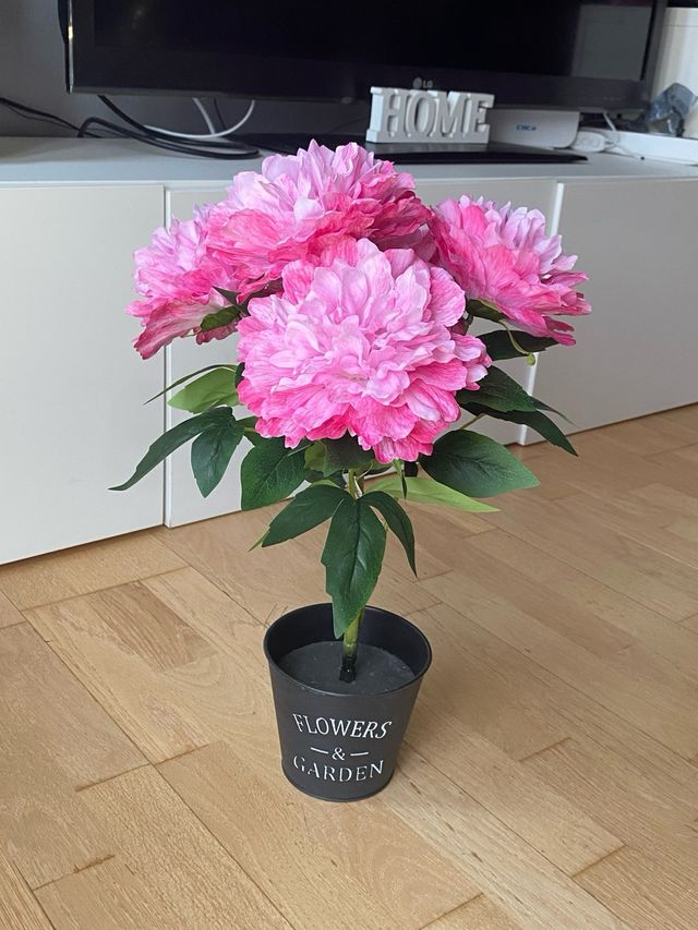 Planta artificial flores rosa