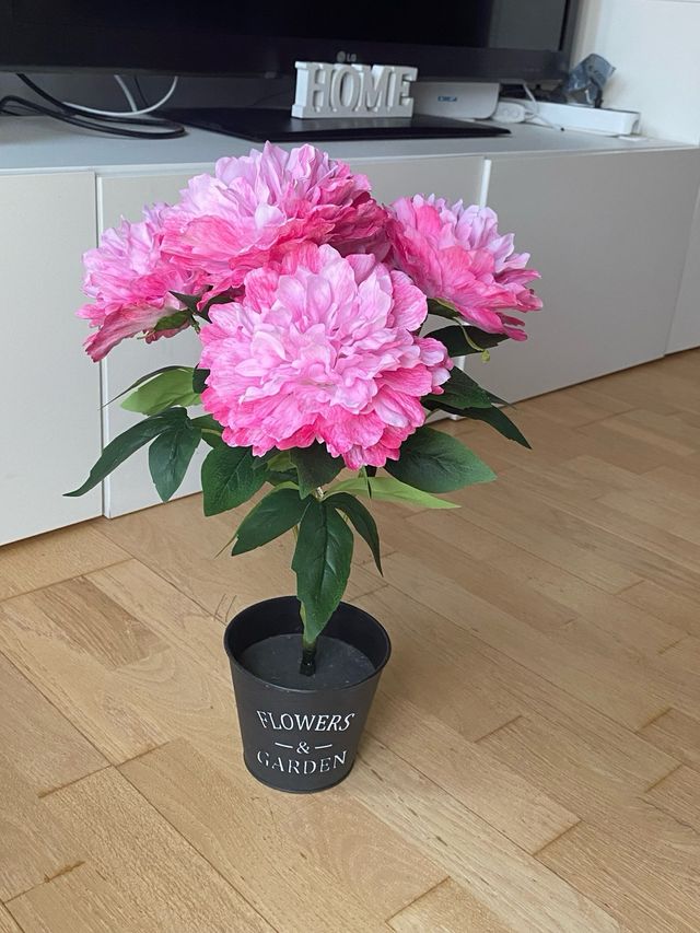 Planta artificial flores rosa