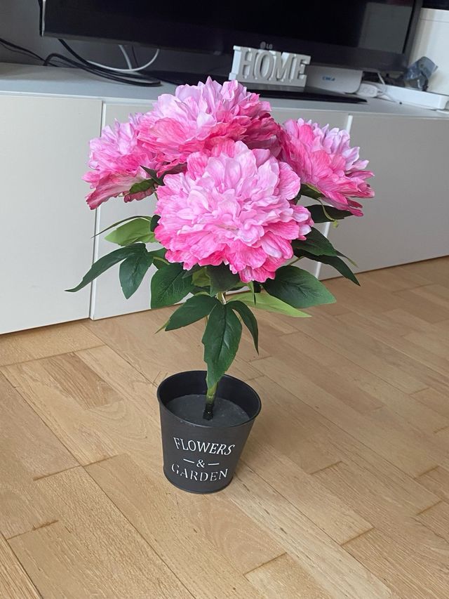 Planta artificial flores rosa