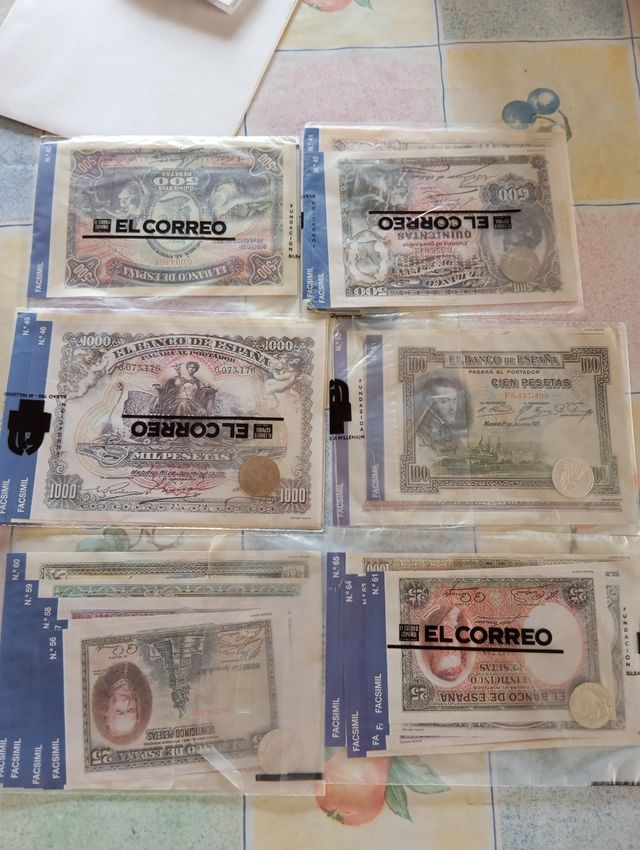 Facsímiles billetes peseta El Correo