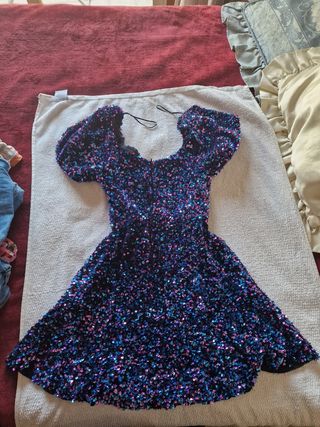 Vestido Zara lentejuelas multicolor M