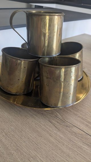 Set Bicchieri e vassoio Ottone Vintage Autogrill