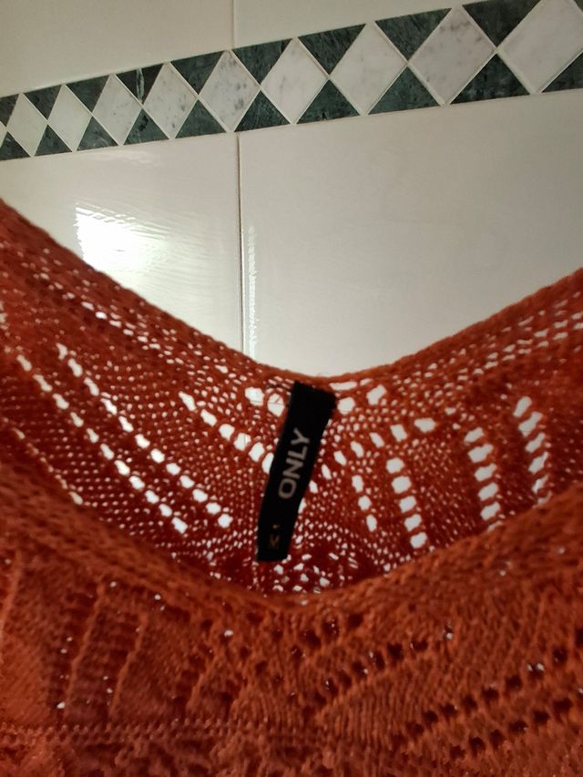 Top Only Arancione - Maglia In Pizzo lucente