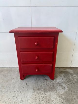 Mesita noche roja - madera