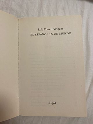 El español es un mundo. Lola Pons