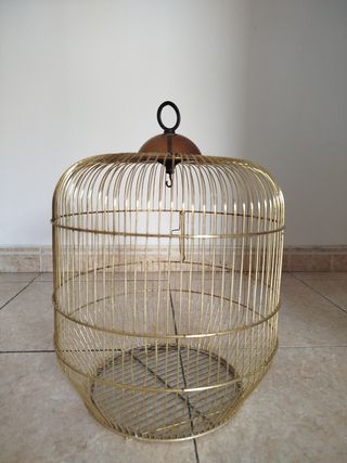 Jaula pajaros vintage dorada