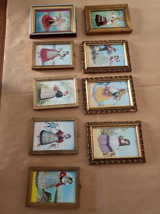 9 Cartoline Ricamate Incorniciate