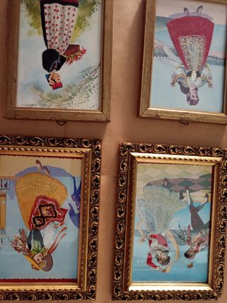 9 Cartoline Ricamate Incorniciate