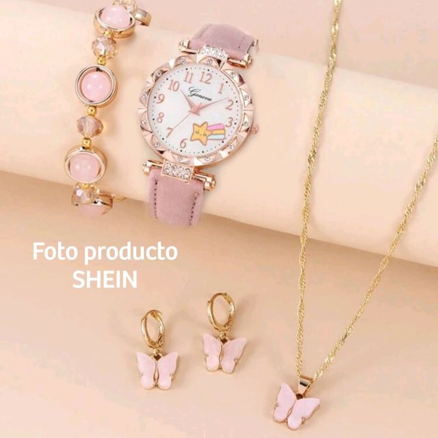Reloj y joyas para niña - Dorado y Rosa