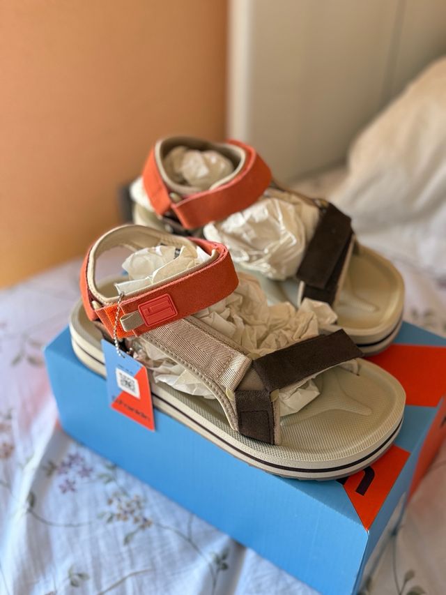 Sandalias D.Franklin marrón-naranja, talla 39