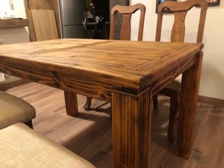 Conjunto de Mesa y 4 Sillas madera maciza rústica