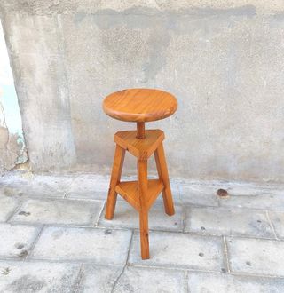 Taburete madera giratorio vintage