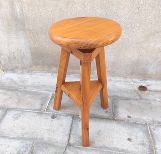 Taburete madera giratorio vintage