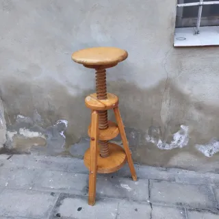 Taburete madera giratorio vintage