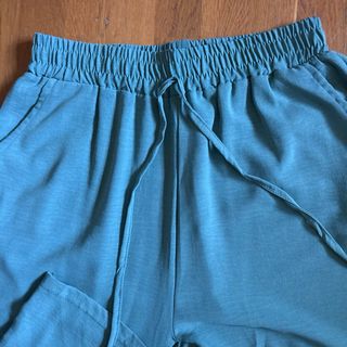 Pantalones lino azul verdoso