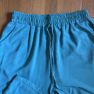 Pantalones lino azul verdoso