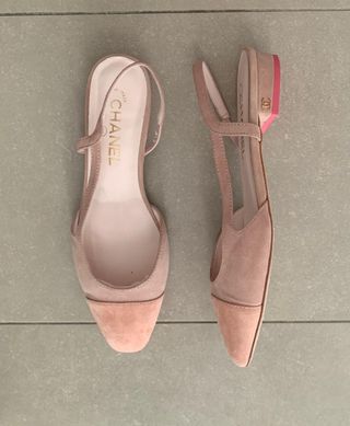 Zapatos Chanel beige/rosa cling back 