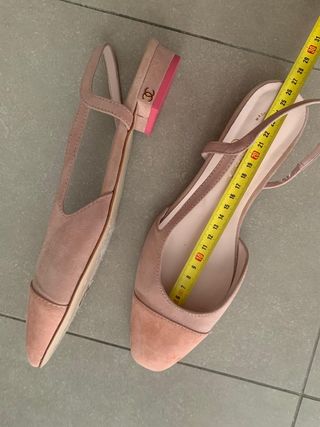 Zapatos Chanel beige/rosa cling back 