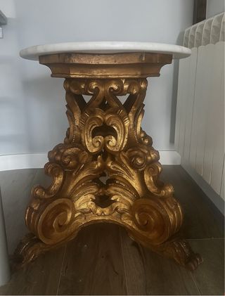 Pie mesa madera dorada vintage 