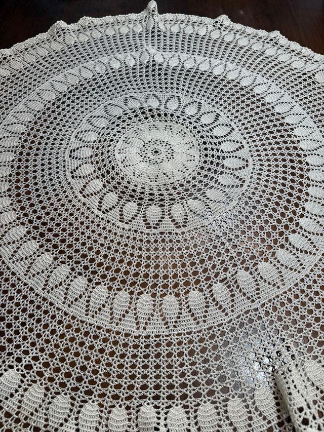 Tapete ganchillo perlé blanco - 1m Ø