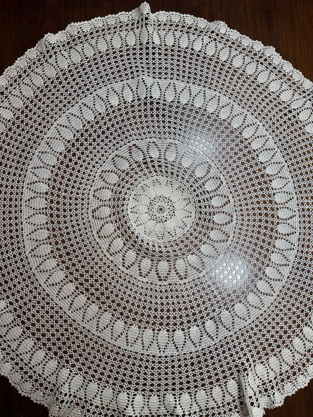 Tapete ganchillo perlé blanco - 1m Ø