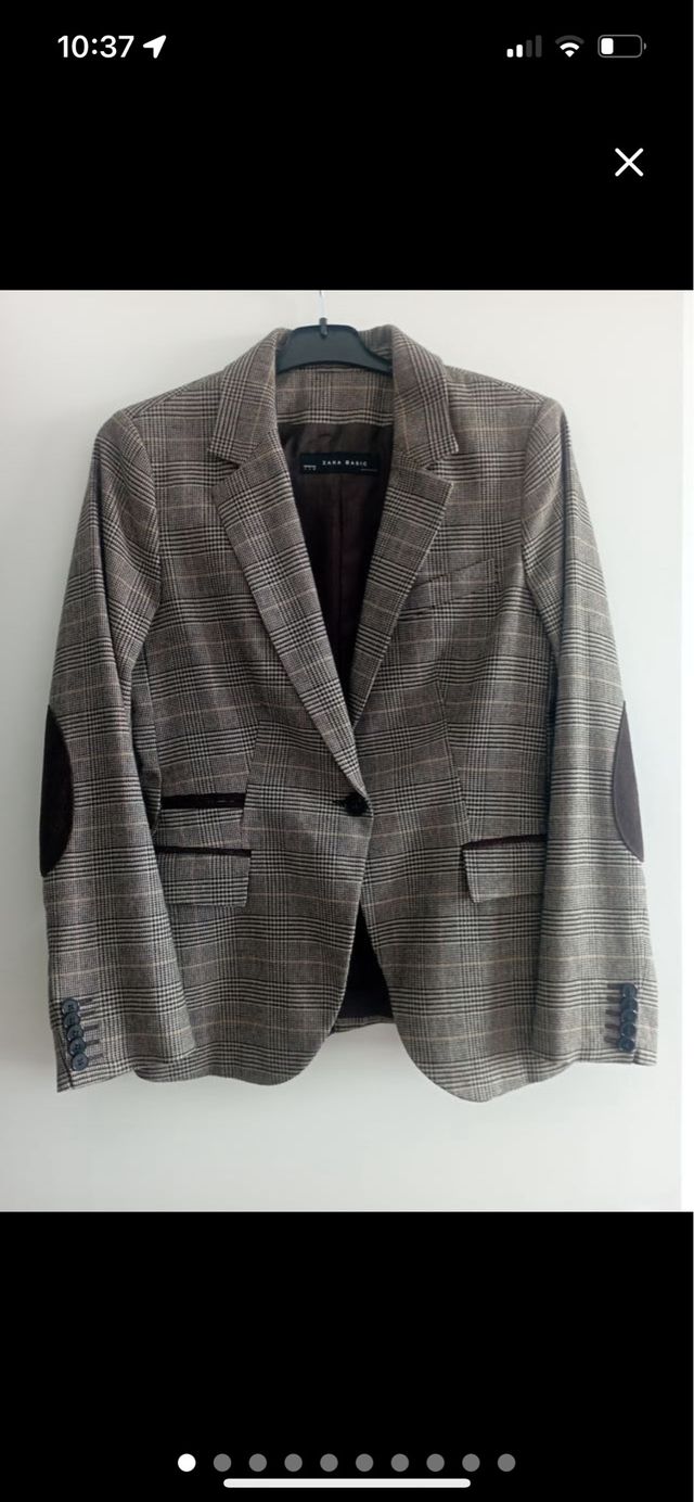 Chaqueta Zara cuadros marrón beige