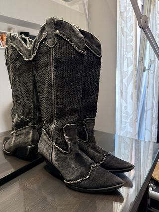 Stivali Cowboy neri in jeans