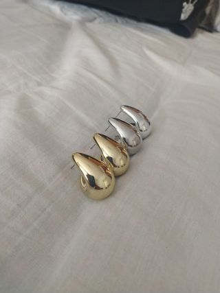 Pendientes gota: plata y oro