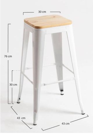 4 Taburetes blancos de metal y madera