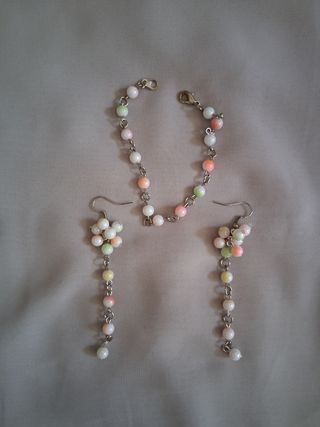 Conjunto fiesta: tocado, pendientes, pulsera