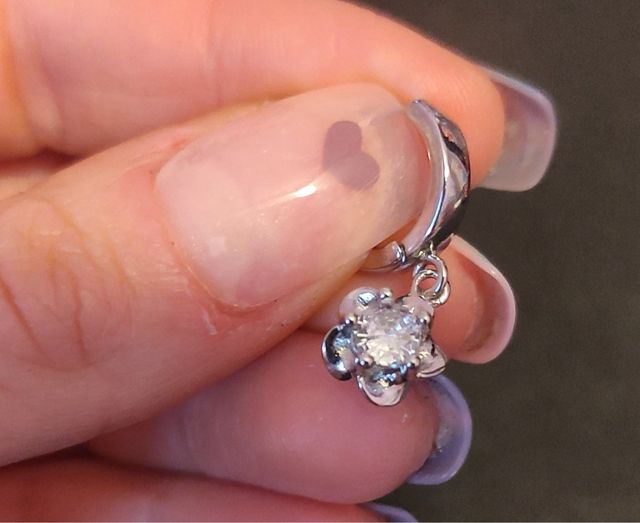 Pendientes plata ley 925 flor con brillo