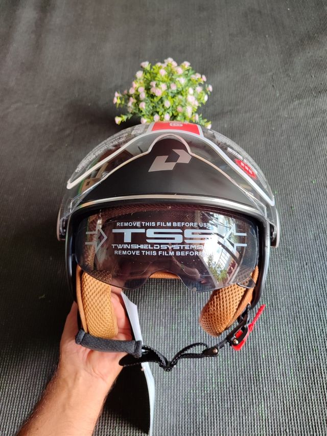 Casco moto retro jet negro mate talla L unisex